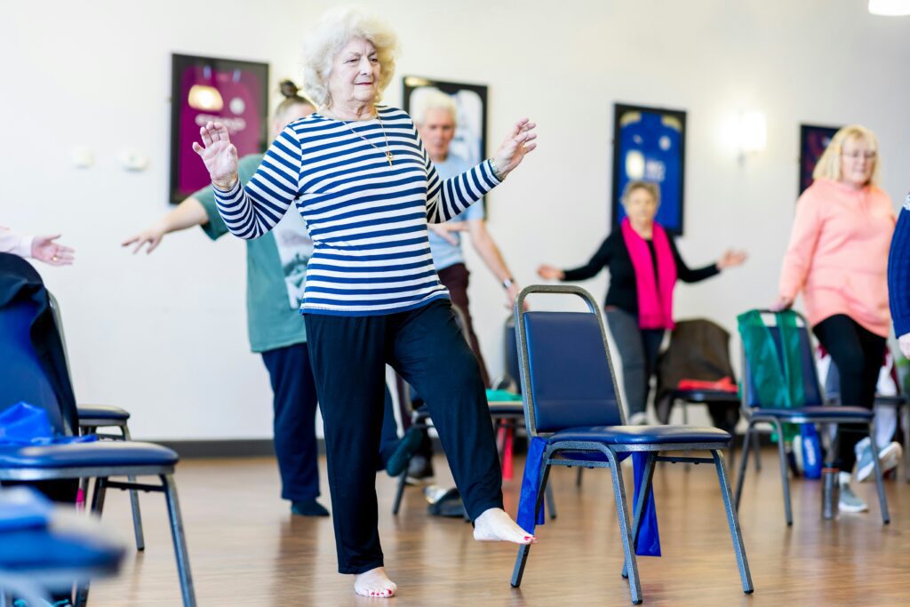 Seniors exercising in assisted living